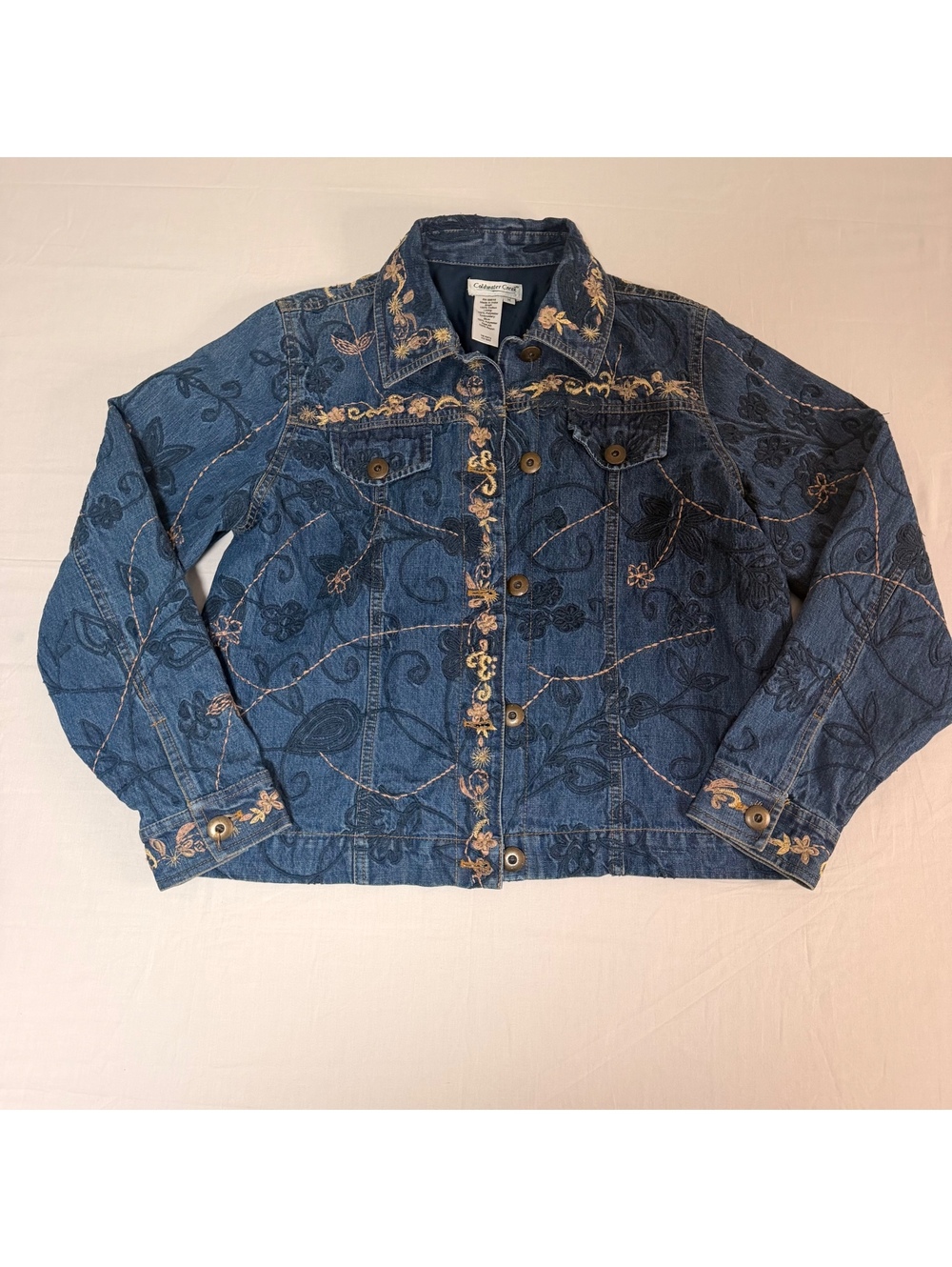 Coldwater Creek Embroidered Denim Jacket Medium